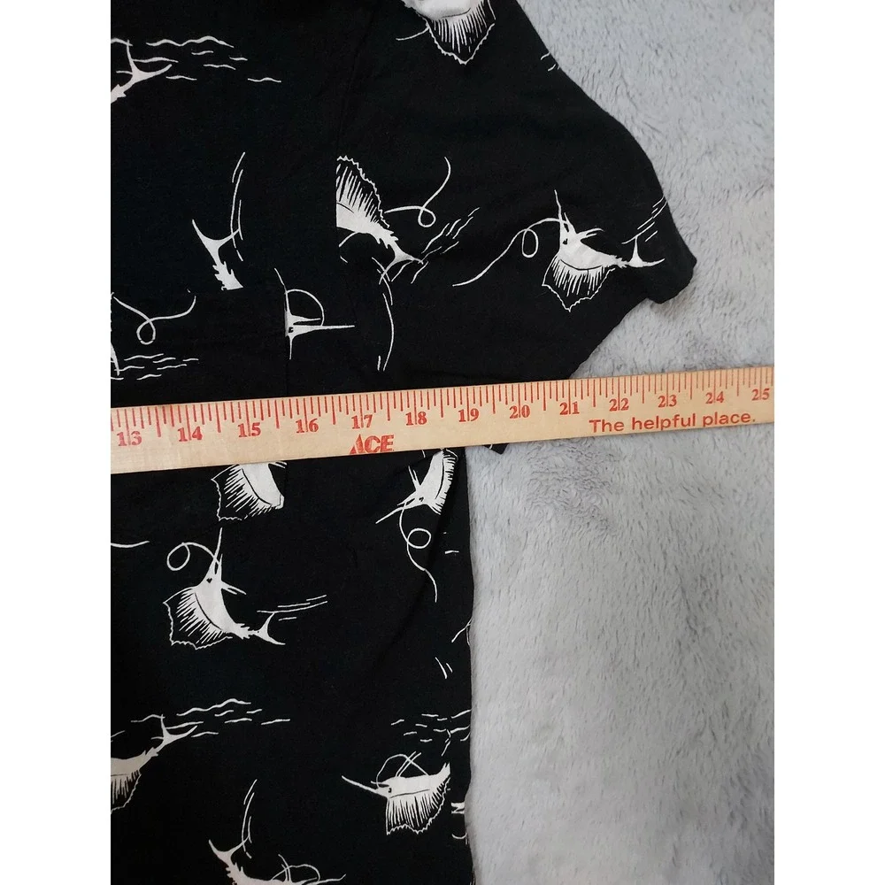 Polo Ralph Lauren Polo Shirt Mens Small Marlin Fish Print Linen Blend Black READ